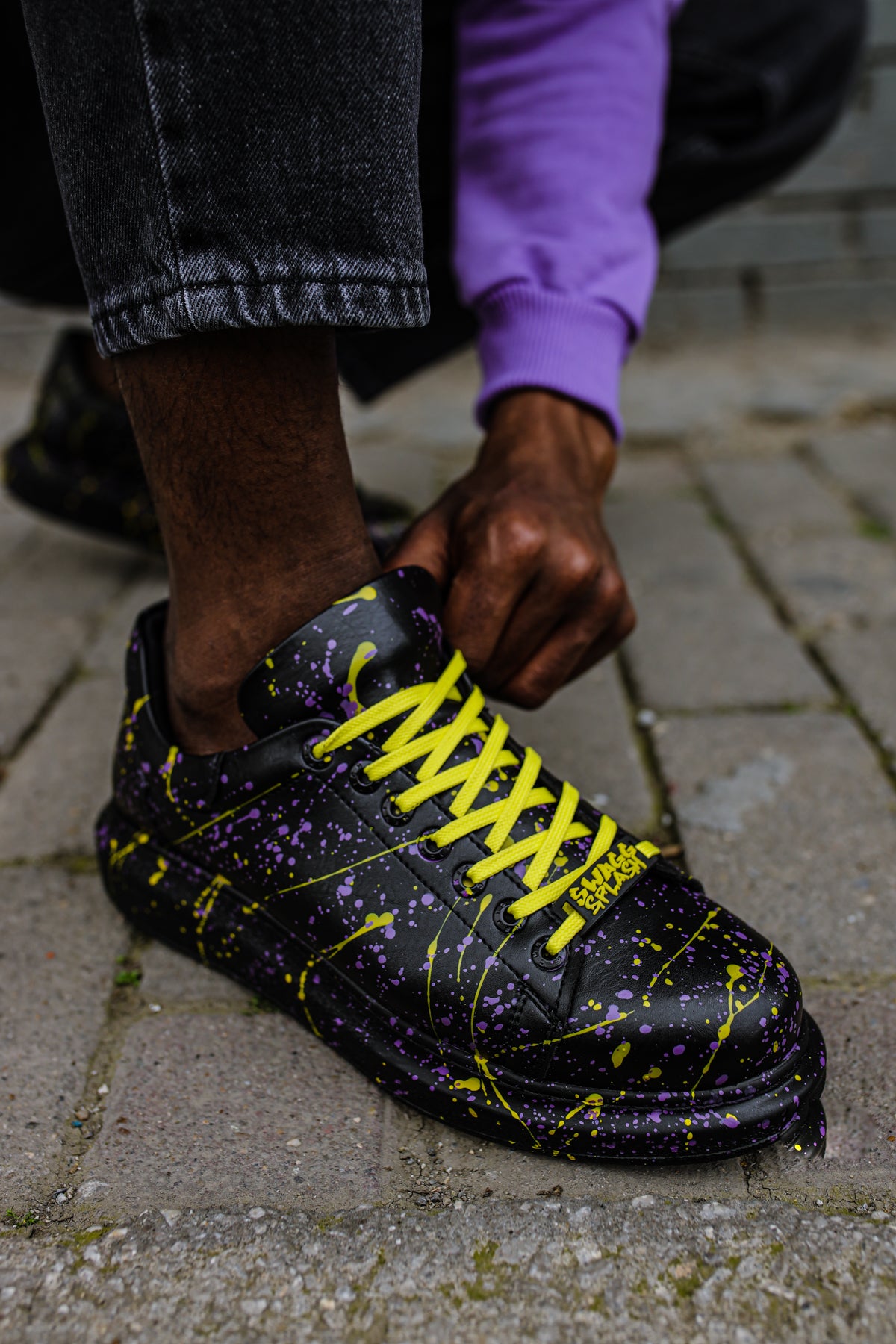 Cali Black Purple Yellow - Swagg Splash Sneakers