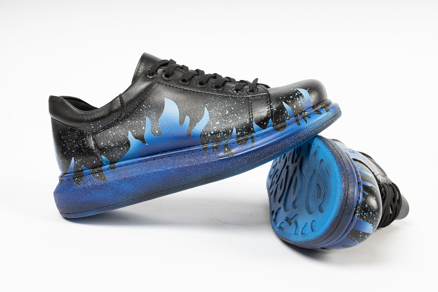 Flame Black Blue - Swagg Splash Sneakers