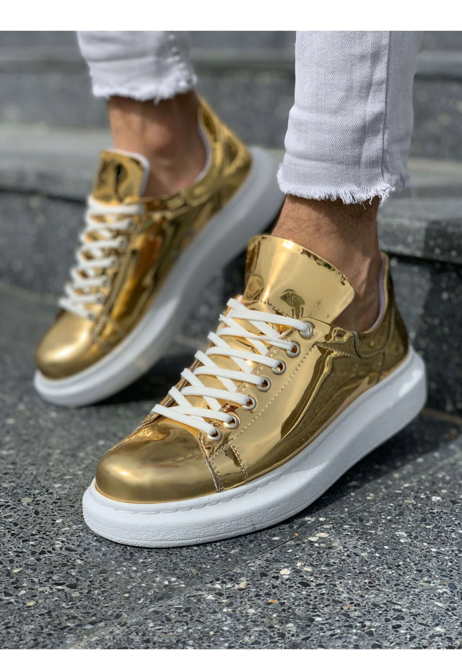 Solid Gold Sneakers Men's - Swagg Splash Sneakers